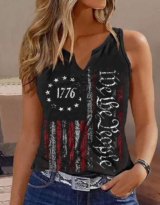 Ladies' V-neck Printed Fashionable Camisole Vest - Enfance-Heureuse