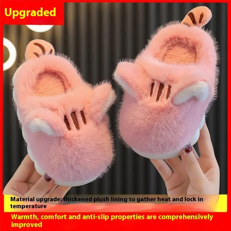 Children's Cotton Slippers, Cute Kitten, Warm And Cold Resistant, Thick Soft Sole - Enfance-Heureuse