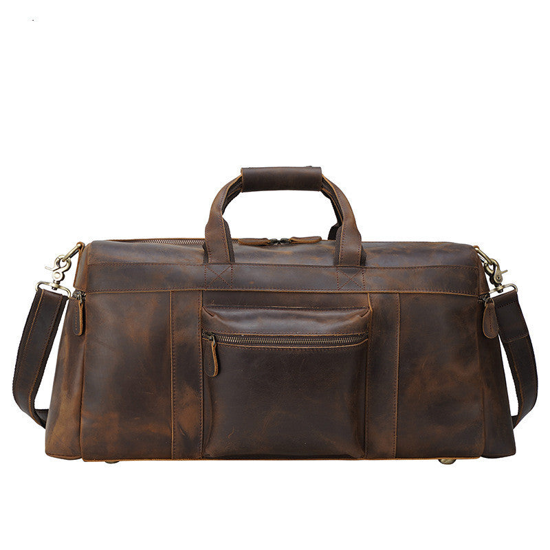 Vintage Crazy Horse Leather Men's Travel Large Capacity Tote - Enfance-Heureuse