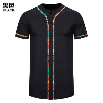 Men's Short-sleeved Shirt Multicolor Printing Round Neck - Enfance-Heureuse