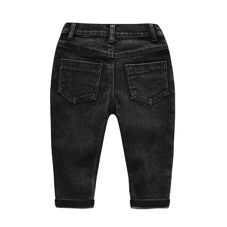 Children's High Elastic Fitting Denim Trousers - Enfance-Heureuse