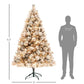 HOMCOM 6.5 Ft Pre-Lit Artificial Christmas Tree With 350 Clear Lights And 1107 Tips, Snow Flocked Christmas Tree With Metal Stand, Hinged Xmas Tree For Home Office Holiday, Green - Enfance-Heureuse