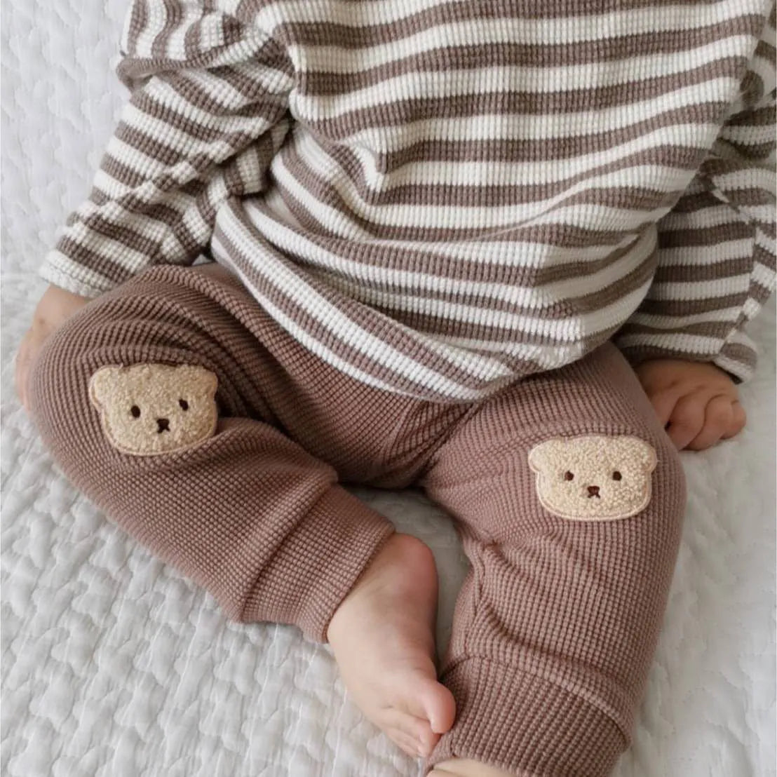 Waffle Bear Pants Baby Trousers Cute Outing Harem Pants - Enfance-Heureuse