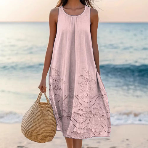 Polyester Short-sleeve One-piece Dress For Women - Enfance-Heureuse