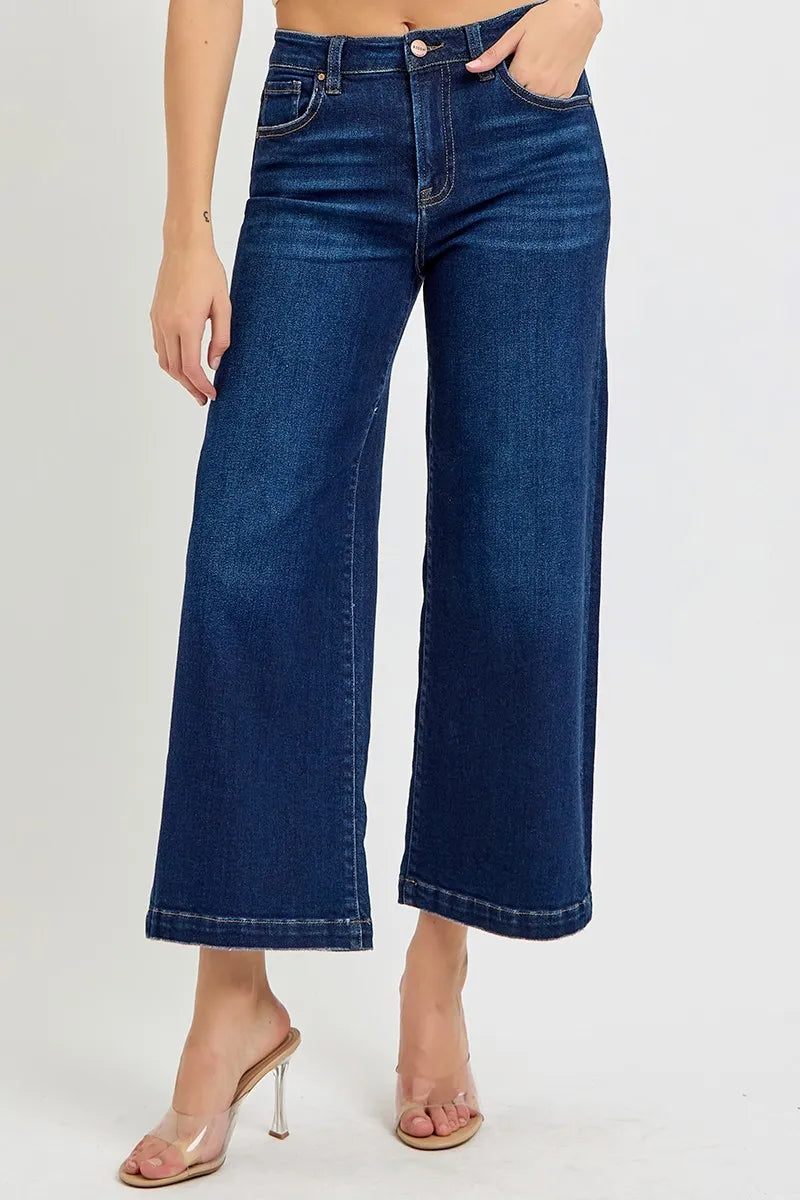 RISEN High Rise Crop Wide Jeans - Enfance-Heureuse