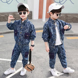 Fashion Simple Print Boy Denim Suit - Enfance-Heureuse