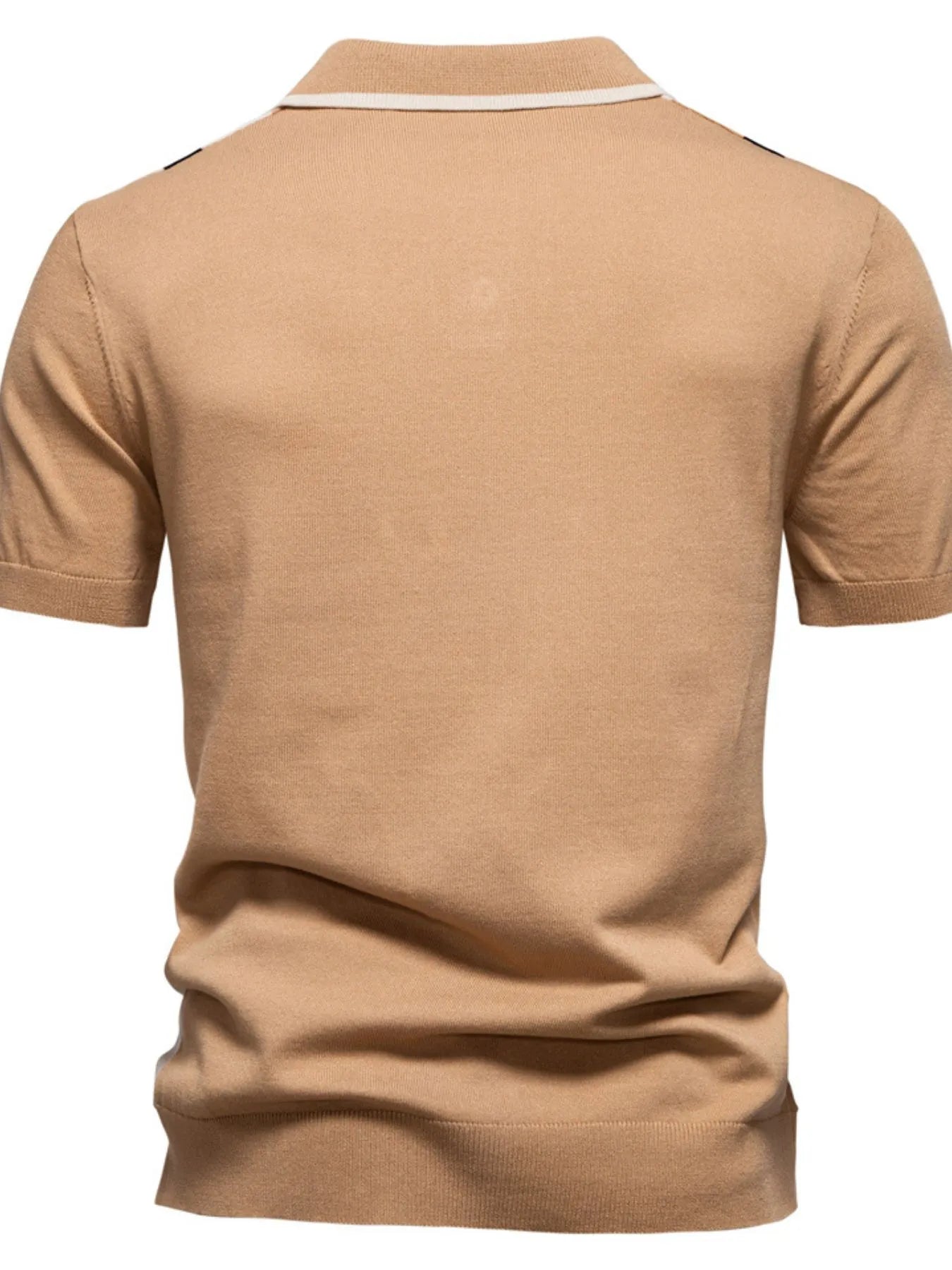 Men's Color Block Striped Knit Polo Shirt - Enfance-Heureuse