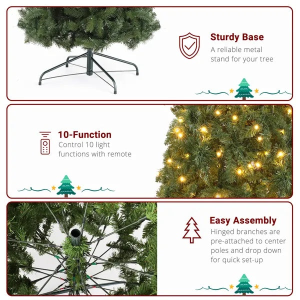 10ft Automatic Tree Structure PVC Material 1200 Lights Warm Color With Colorful 10 Modes With Remote Control 5090 Branches Christmas Tree Green
