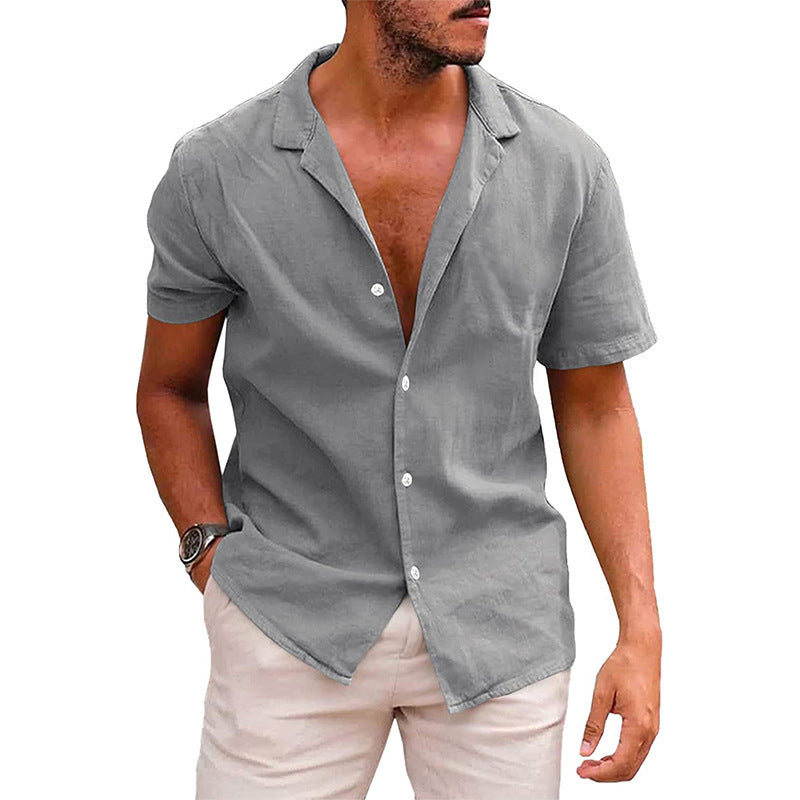 Men's Tops Casual Button Down Shirt Short Sleeve Beach Shirt Summer Mens Clothing - Enfance-Heureuse