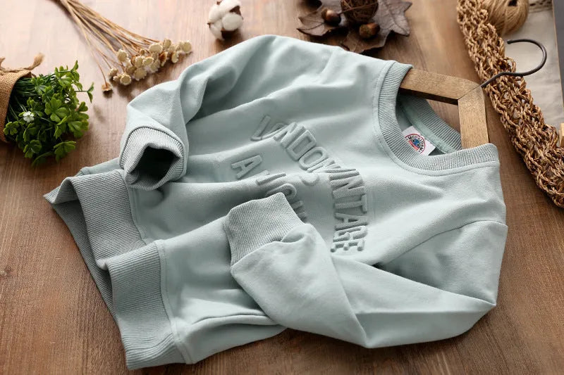 Boys Long Sleeve Pullover Crew Neck - Enfance-Heureuse