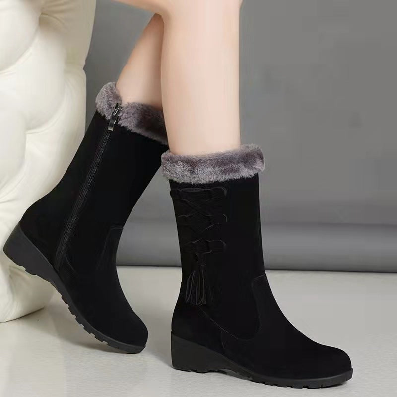 Cotton Boots Fleece Warm Boots Plus Velvet Thick Cotton Shoes - Enfance-Heureuse