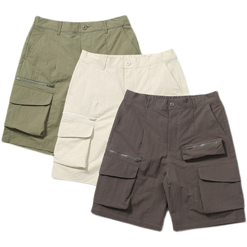 Multi-pocket Straight Casual Loose Zipper Cargo Shorts Men's Five-point Pants - Enfance-Heureuse