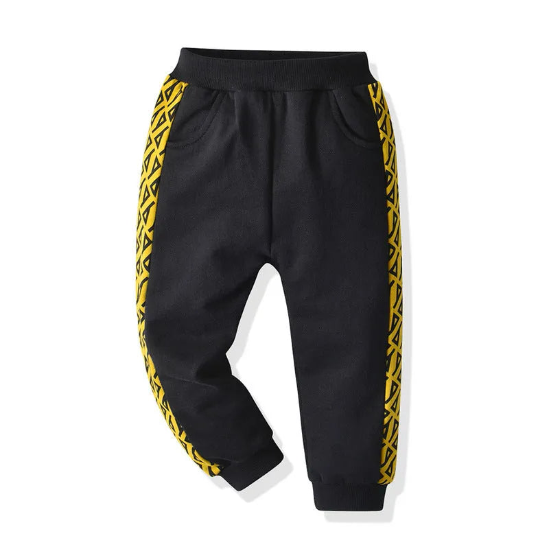 CUHK Enfants À Manches Longues Imprimé Fermeture Éclair Chemise Casual Pantalon De Sport Mis Noir Deux-Pièce Ensemble - Enfance-Heureuse