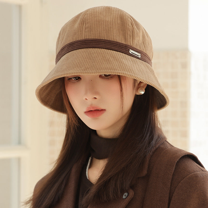 Versatile High-grade Corduroy Korean Style Bucket Hat