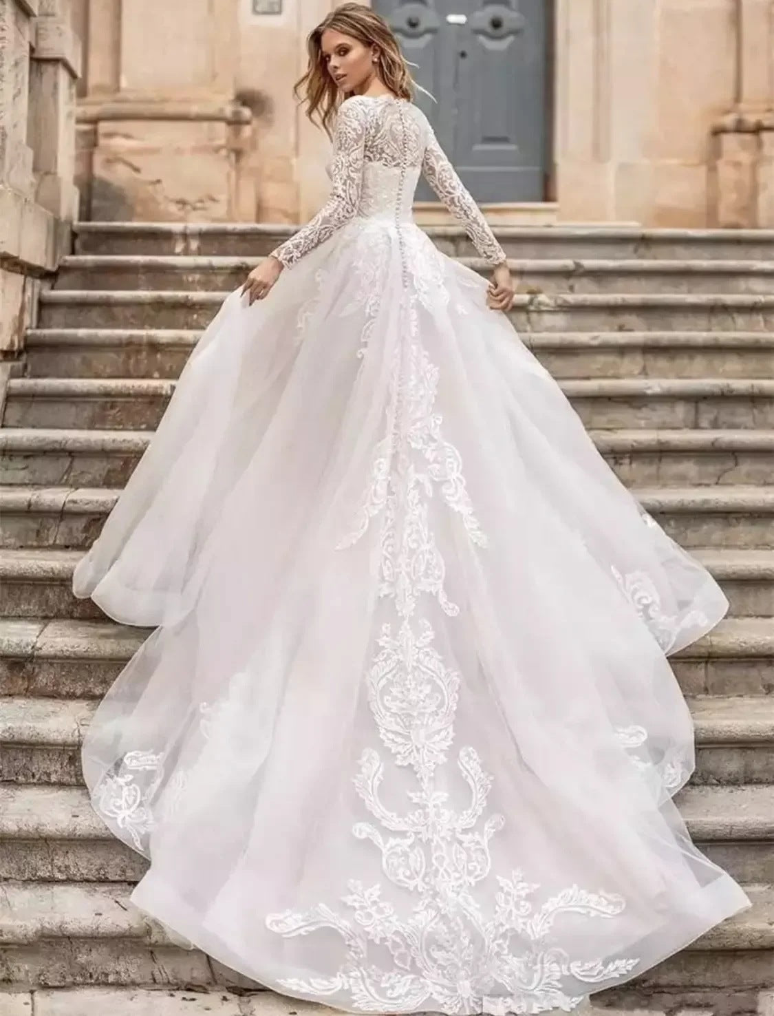 Long Sleeve Exquisite Wedding Dress - Enfance-Heureuse
