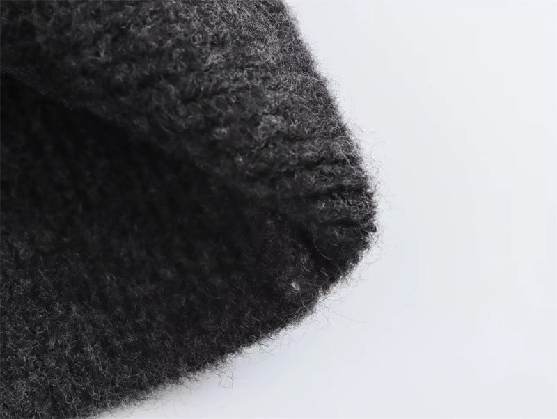 Simple Big Lapel Long Sleeve Pocket Pullover Sweater - Enfance-Heureuse