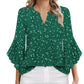 Womens Ruffle 3 4 Sleeve Chiffon Blouses Dressy Casual Trendy Shirts V Neck Business Work Top - Enfance-Heureuse