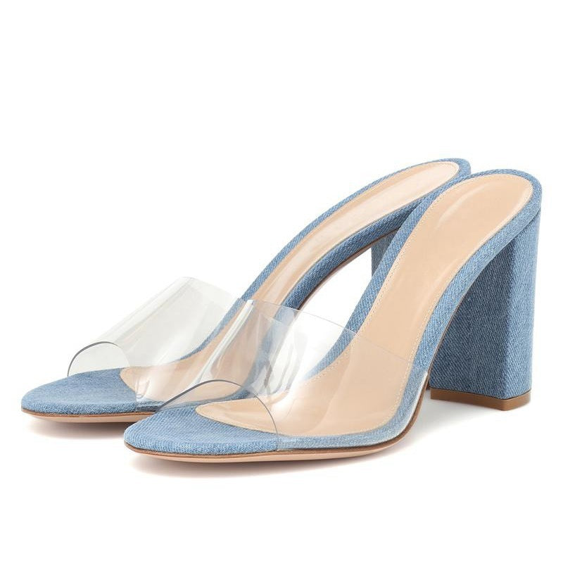 European And American Fashion Sandals PVC Chunky Heel - Enfance-Heureuse