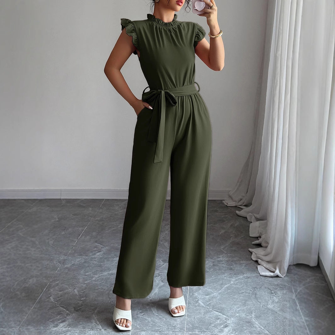 Simple Fashion Ruffled Short Sleeves Corset Jumpsuit For Women - Enfance-Heureuse