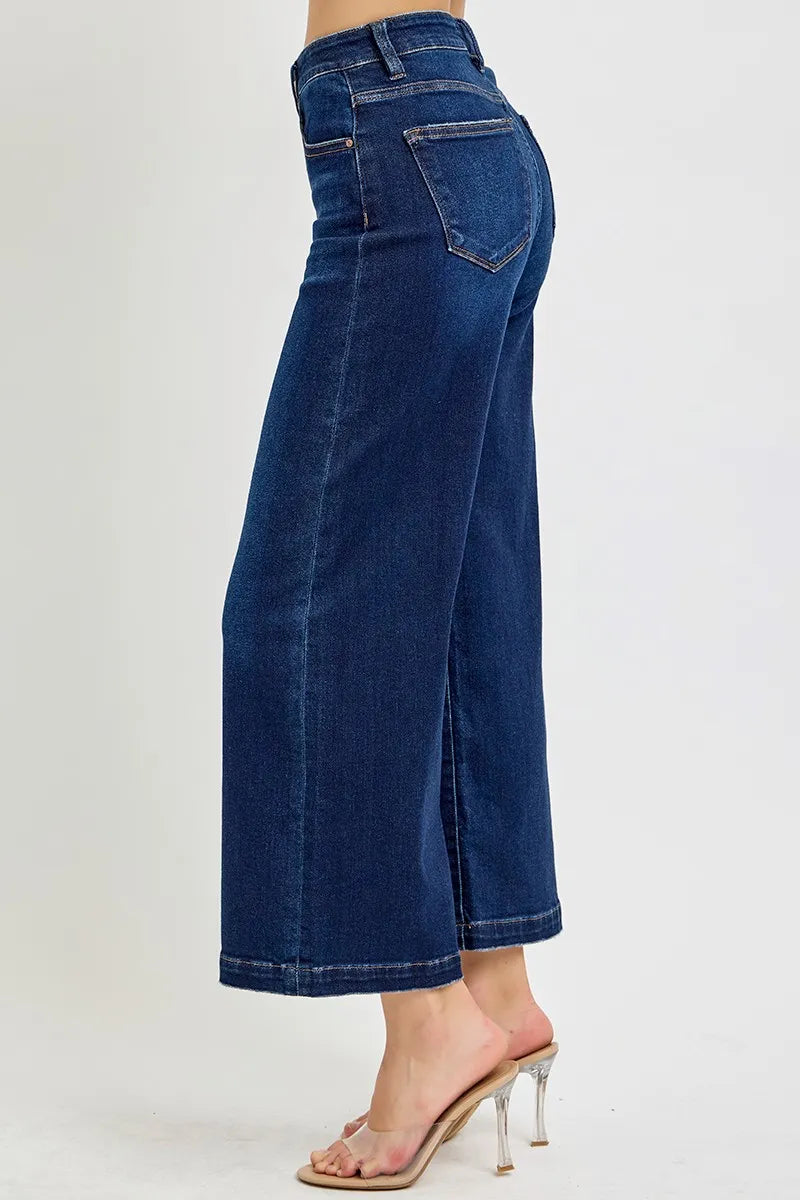 RISEN High Rise Crop Wide Jeans - Enfance-Heureuse