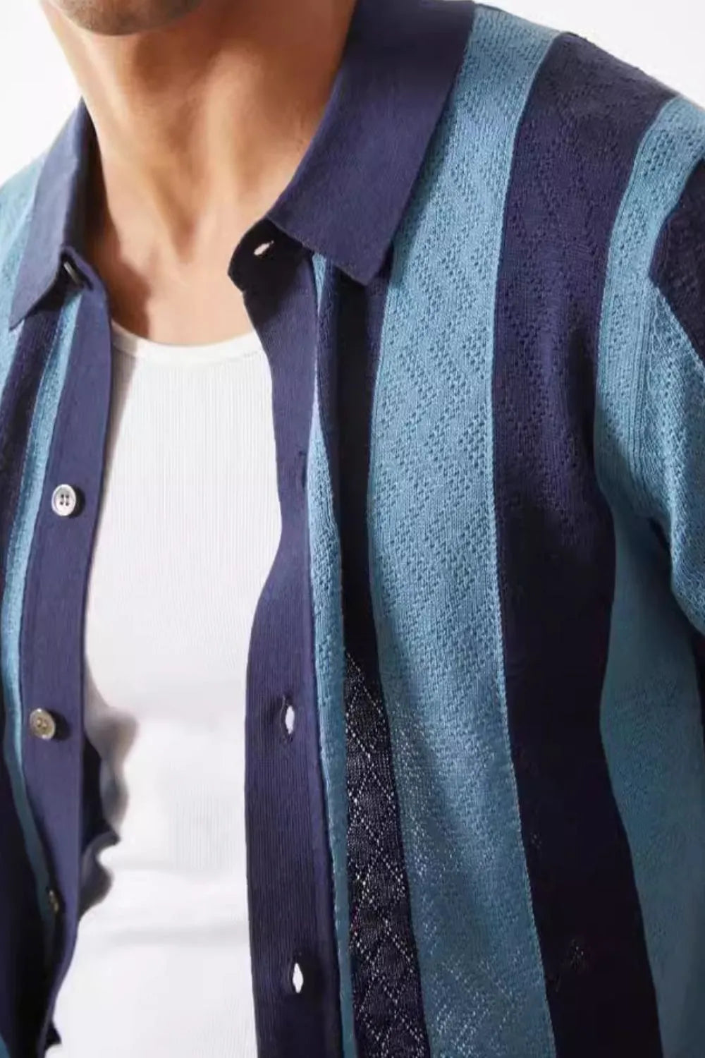 Men's Plus Size Striped Button Down Short Sleeve Shirt - Enfance-Heureuse