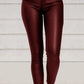 Pure Color PU Sexy Leather Pants Casual Feet Pants Women - Enfance-Heureuse