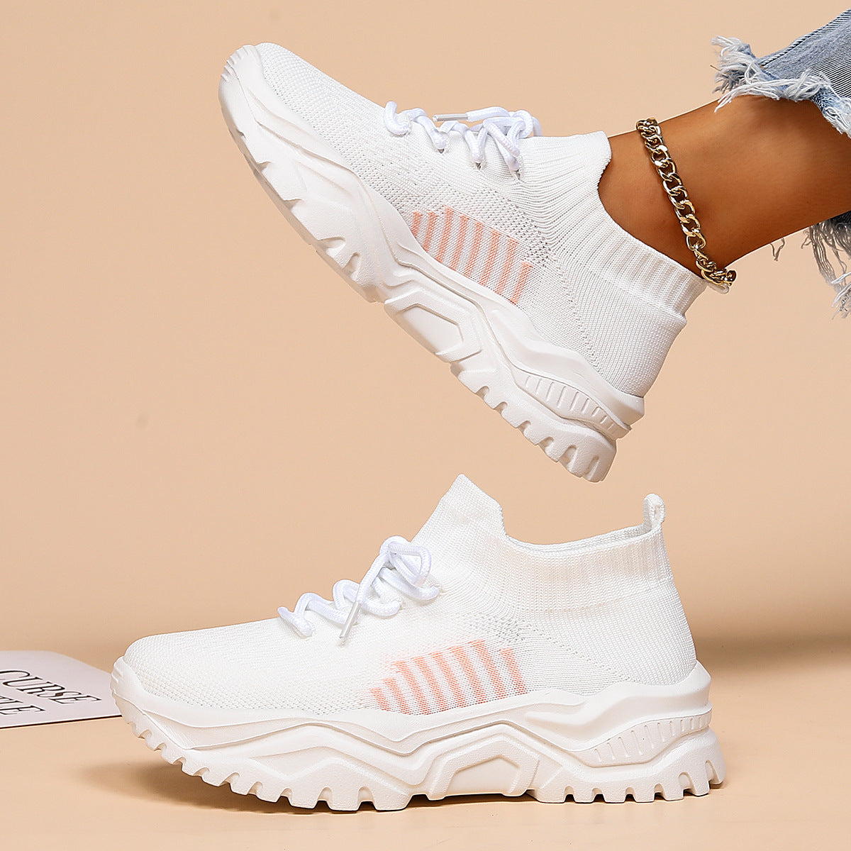 Plus Size Sports Breathable Flyknit Socks Shoes - Enfance-Heureuse