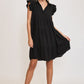 Umgee Full Size Johnny Collar Ruffle Cap Sleeve Tiered Dress Plus Size