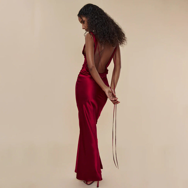 Women's Clothing Banquet Style Evening Lace Up Long Dress - Enfance-Heureuse