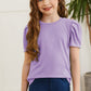 Round Neck Puff Sleeve T-Shirt - Enfance-Heureuse