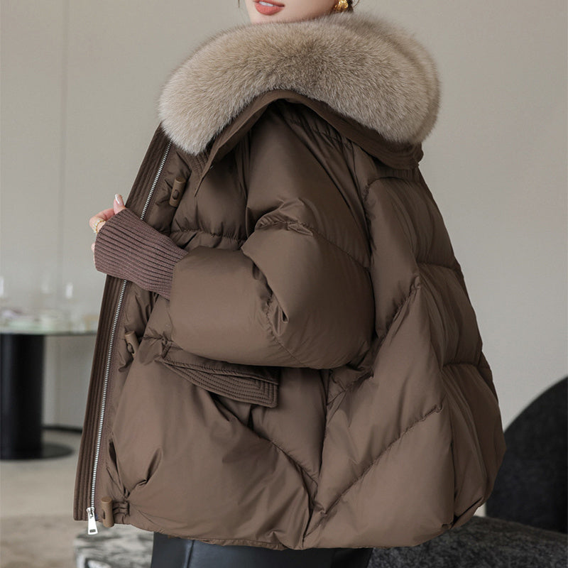 Down Cotton-padded Jacket Women's Short Fur Collar Thickened Coat Winter Clothing - Enfance-Heureuse