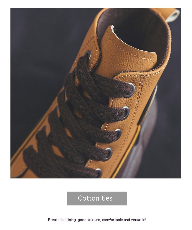 Vintage Martin Boots Women's Leather Ugly And Cute Big Toe Fashionable Mid-top Breathable Casual Shoes - Enfance-Heureuse