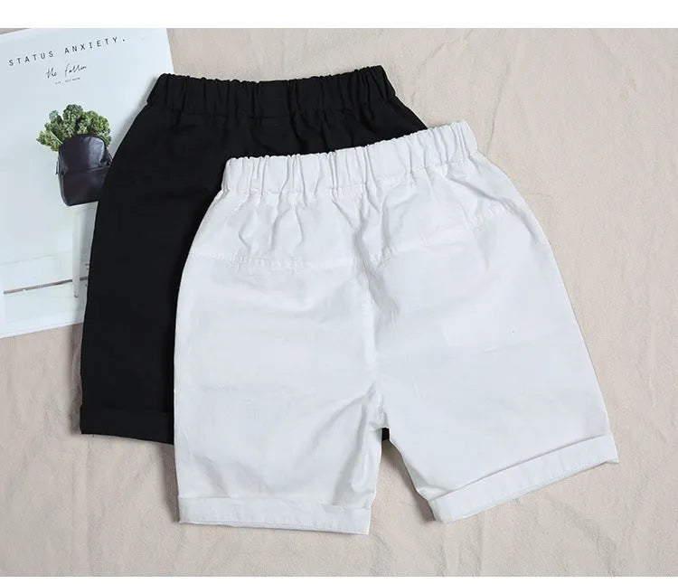 Solid Color Boy's Thin Loose Cropped Cargo Trousers - Enfance-Heureuse