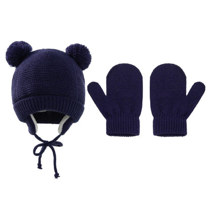 Bonnet tressé pour enfants Gants Protection auditive chaude Bonnet tricoté pour enfants