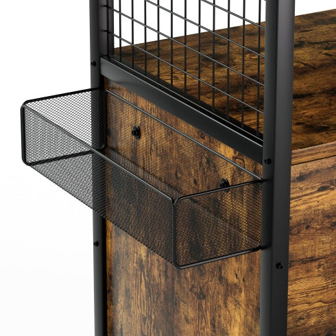 Craft Organization And Storage Cabinet Compatible With Cricut Machines, Crafting Cabinet With Drawer & 25 Vinyl Roll Holder, Craft Table Desk Workstation For Craft Room Home.Rustic Brown. - Enfance-Heureuse