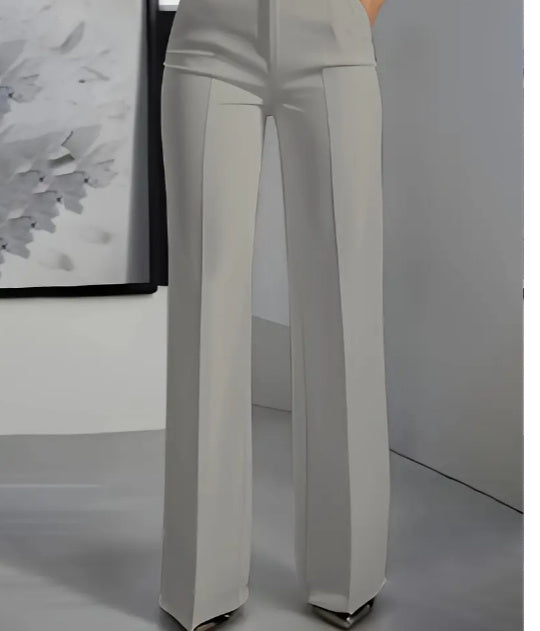 Women's White Minimalist Pants Made Of Polyester - Enfance-Heureuse