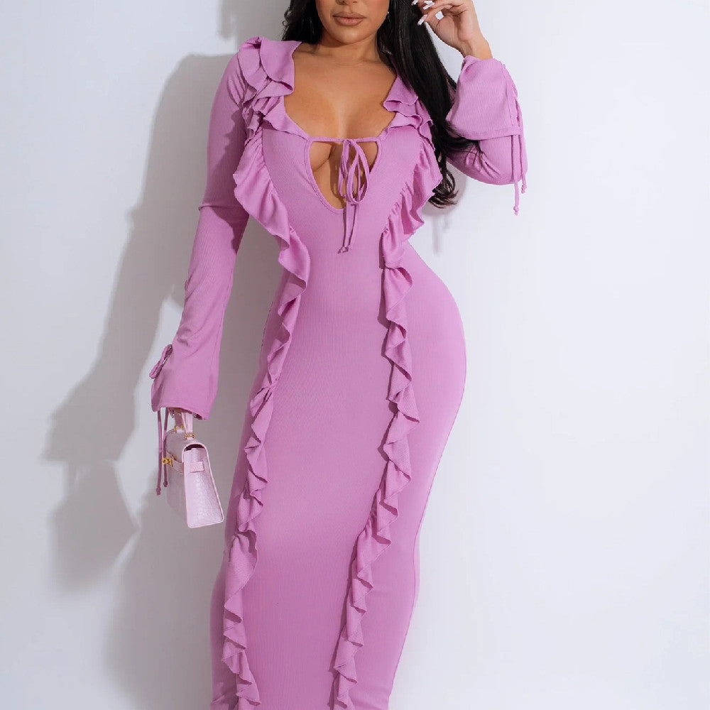 Pure Color Tied Stringy Selvedge Dress - Enfance-Heureuse