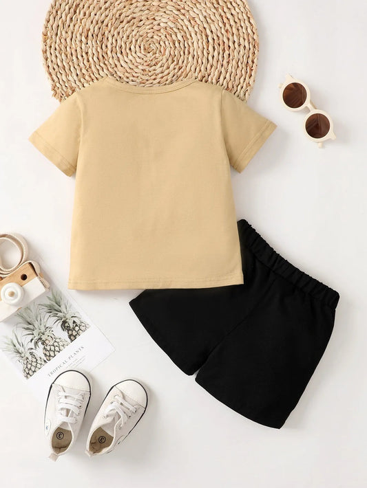 Ensemble 2 pièces t-shirt à manches courtes et short noir pour garçon