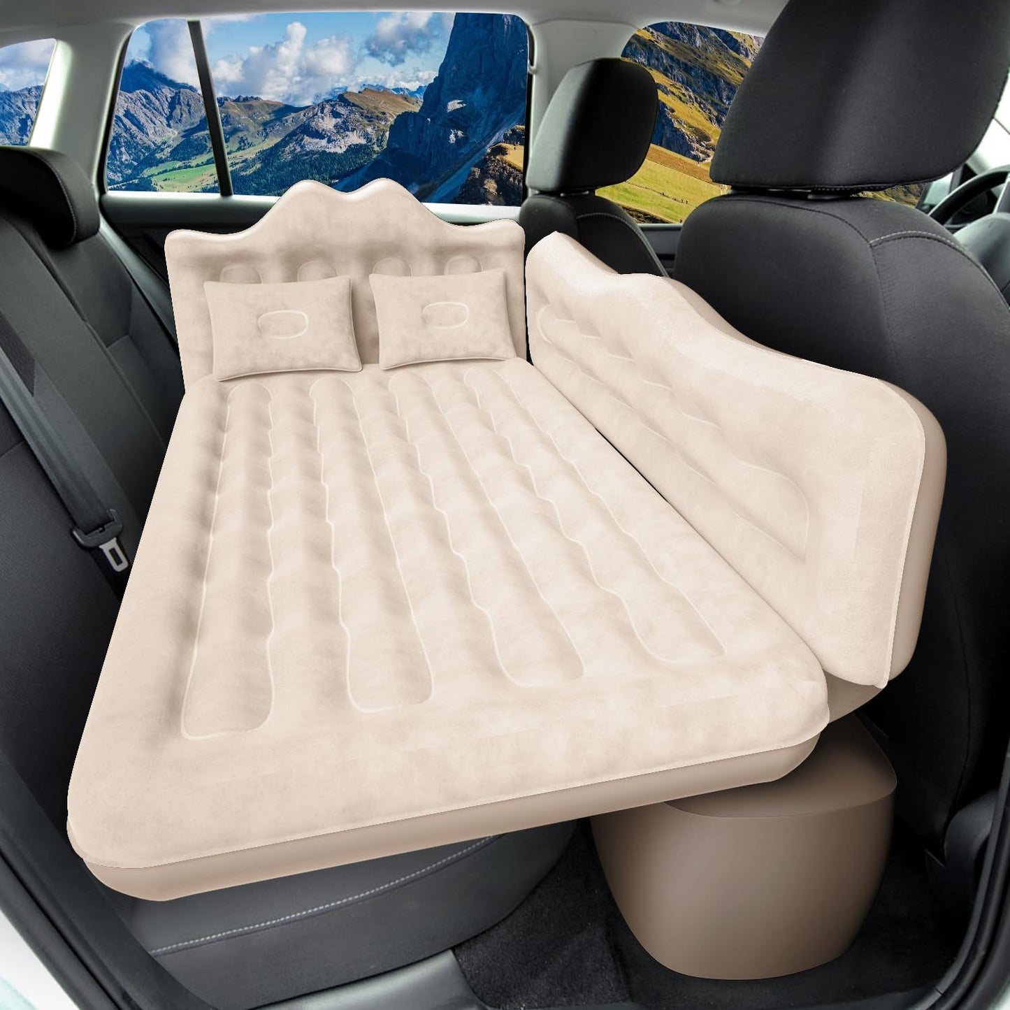 Car Air Mattress, Inflatable SUV Truck Air Mattress Back Seat Camping Bed Thickened Car Sleeping Pad For Travel, Car Bed SUV Mattress With 2 Pillows - Enfance-Heureuse