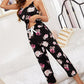 Floral V-Neck Cami and Cropped Pants Lounge Set - Enfance-Heureuse