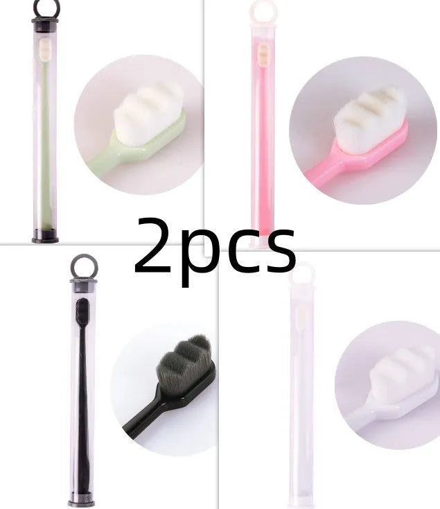 Brosse à dents ultra-fine à poils super doux, brosse de nettoyage en profondeur portable pour outils de soins bucco-dentaires, soins des dents, nettoyage buccal, voyage