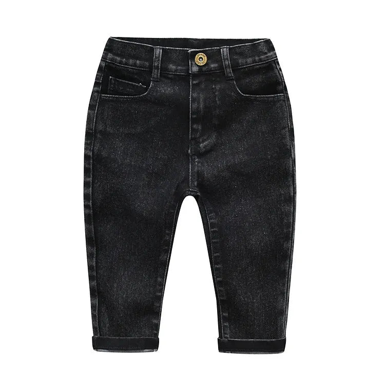 Children's High Elastic Fitting Denim Trousers - Enfance-Heureuse