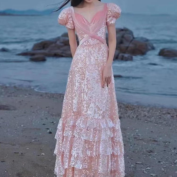 Pink Evening Dress For High End Luxury Women - Enfance-Heureuse