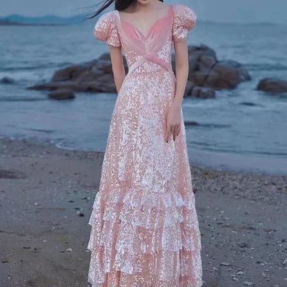 Pink Evening Dress For High End Luxury Women - Enfance-Heureuse