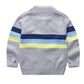 Round Neck Striped Color-block Zipper Sweater - Enfance-Heureuse