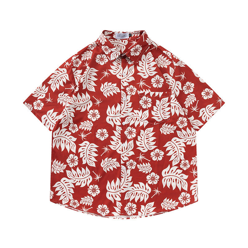 Retro Printed Shirt Short Sleeve Loose Design - Enfance-Heureuse