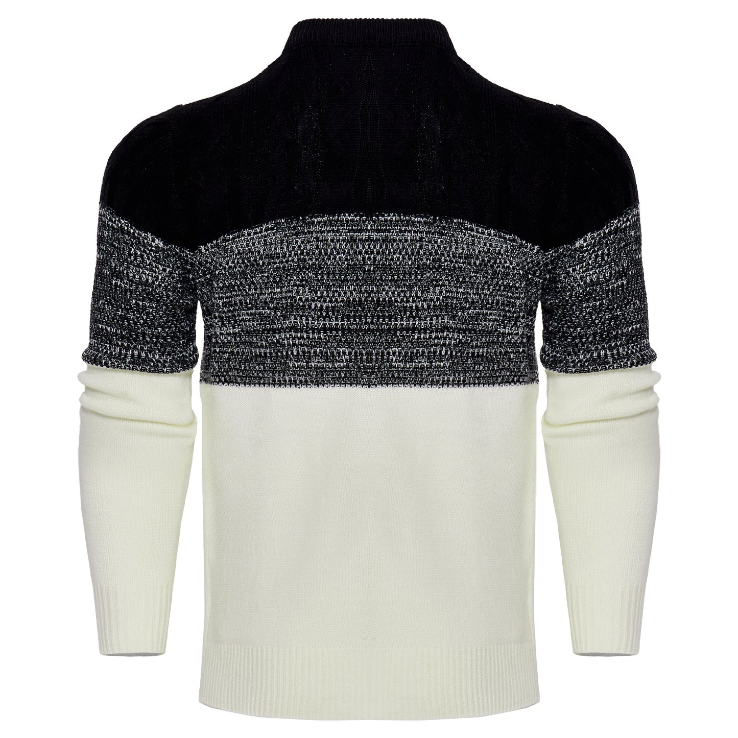 Men's Casual Color Block Long Sleeve Cable Knit Pullover Sweater - Enfance-Heureuse