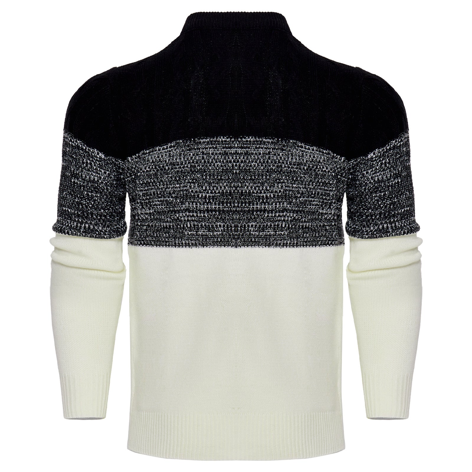 Men's Casual Color Block Long Sleeve Cable Knit Pullover Sweater - Enfance-Heureuse