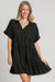 Umgee Full Size Raw Hem Folded Sleeve Tiered Dress Plus Size - Enfance-Heureuse