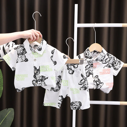 Baby Lapel Short Sleeve Shirt Suit Kids Lightweight Children's Clothing - Enfance-Heureuse